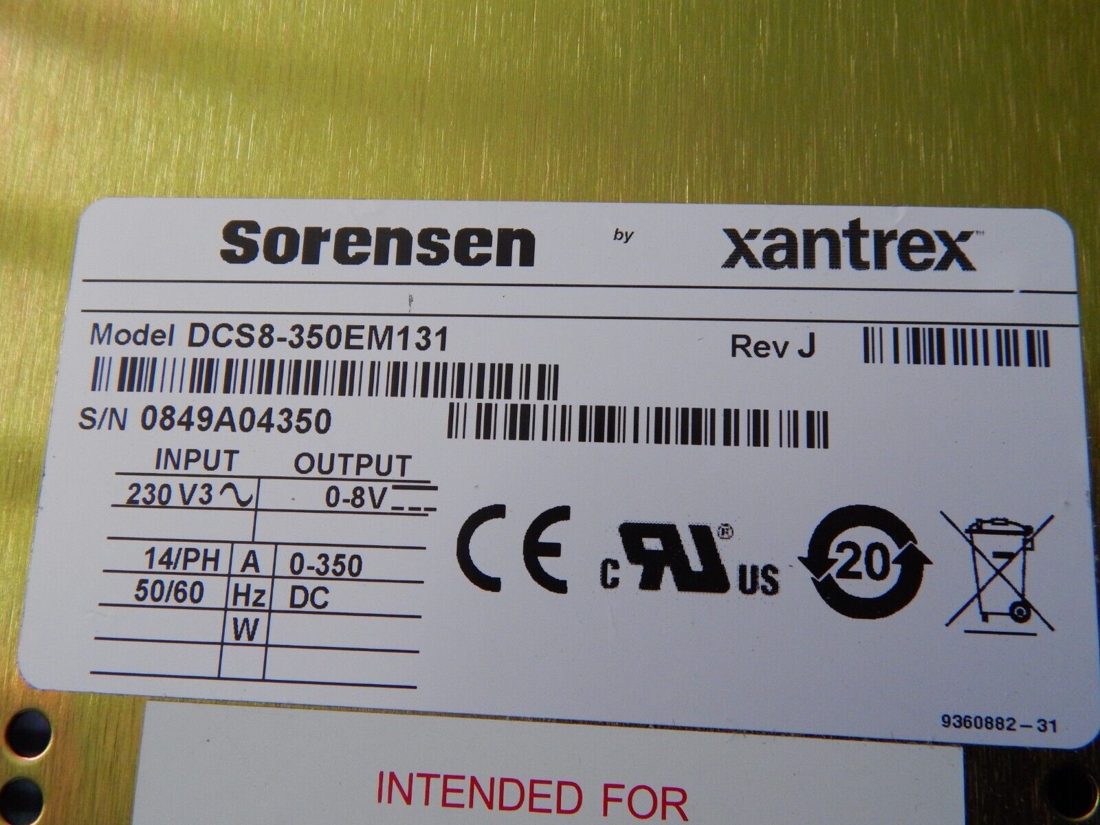 Sorensen DCS8-350E M131 Ethernet Power Supply Mint!! Sorensen DCS8-350E M131 Ethernet Power Supply Mint!!